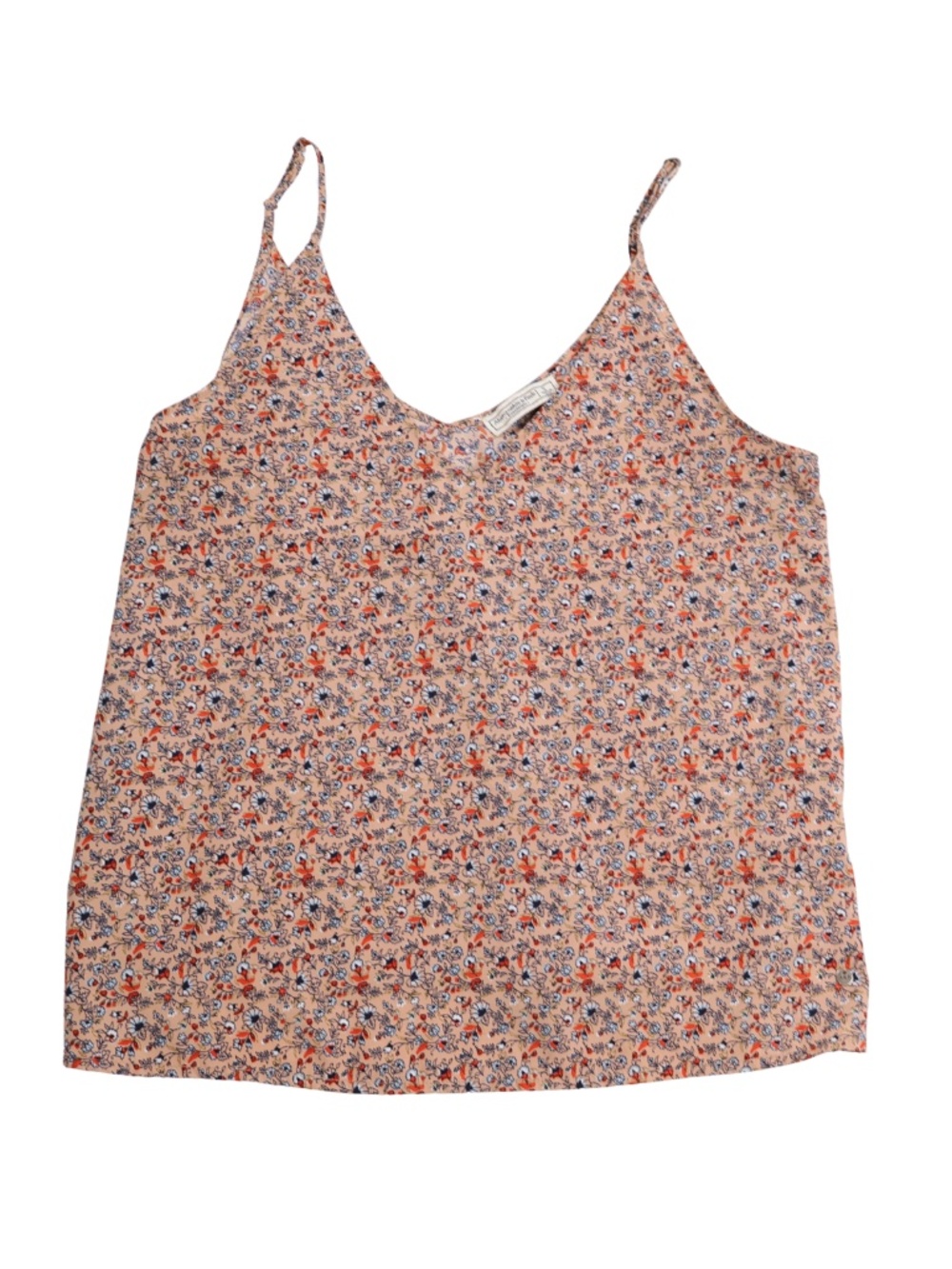 Abercrombie & Fitch Floral Cami Tank Small Tan V Neck Adjustable Straps